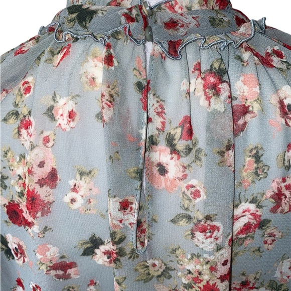 ZARA Floral Long Sleeve Top Size S - Picture 3 of 6